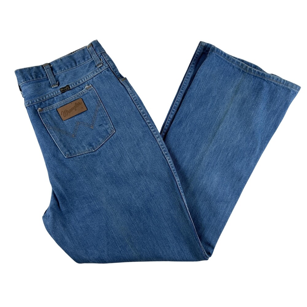 Vintage Wrangler Jeans Mens 36x31 Medium Wash Rockabilly Bootcut Denim Zip 60s